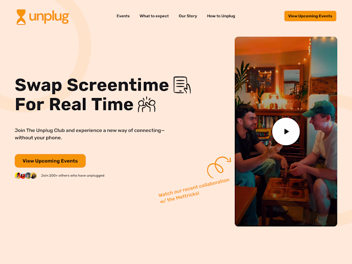 Unplug Club - Landing Page Design
