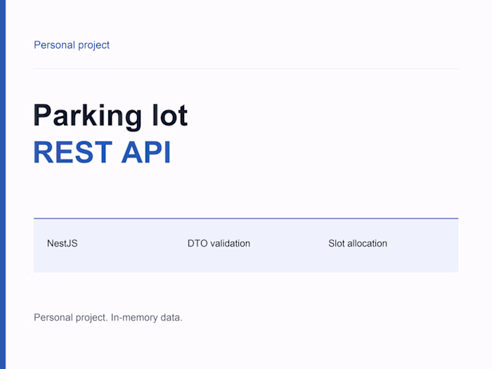 Parking Lot REST API with NestJS