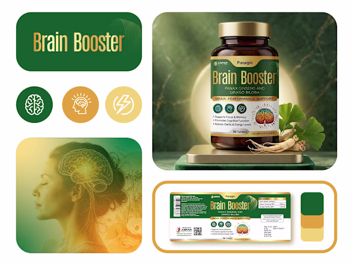 Brain Booster Supplement Label & Packaging Design