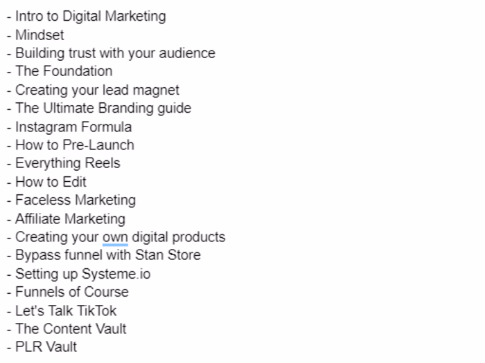 Stan Store website copy for a digital marketing course client