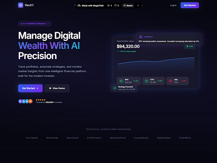 VaultX — Futuristic Fintech Landing