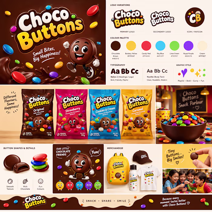 Choco Buttons Ad campaign and Brand identity