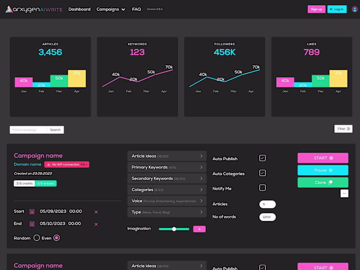 Arxygen AIWrite UI/SaaS/Product design