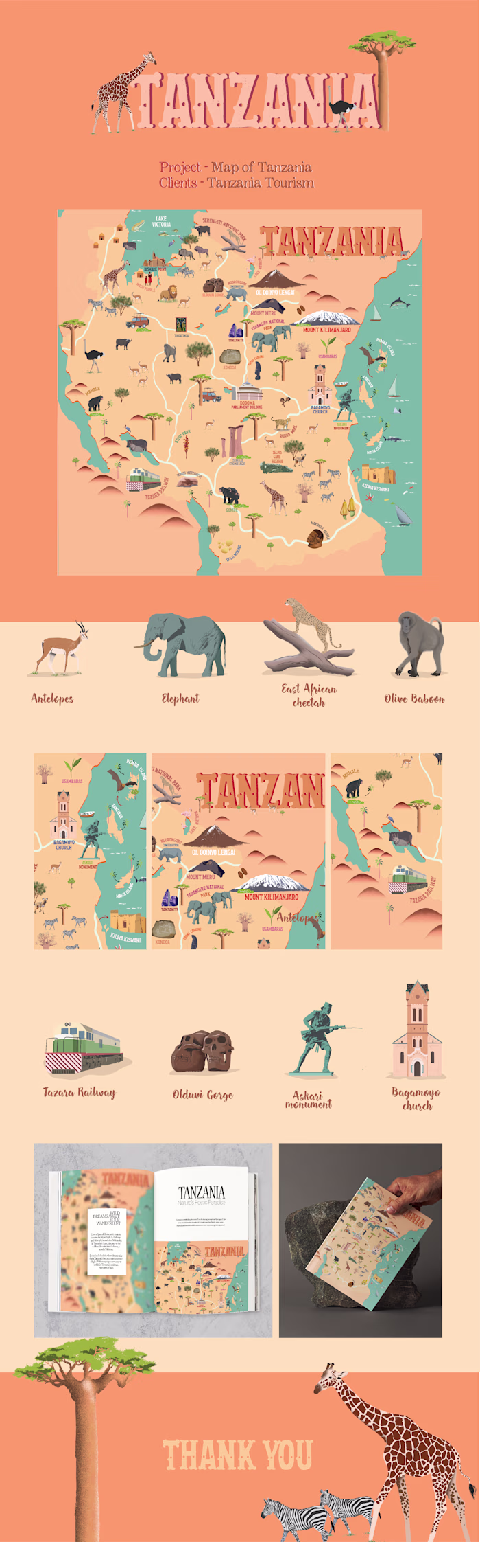 Discover Tanzania: A Vibrant Map Illustration Journey