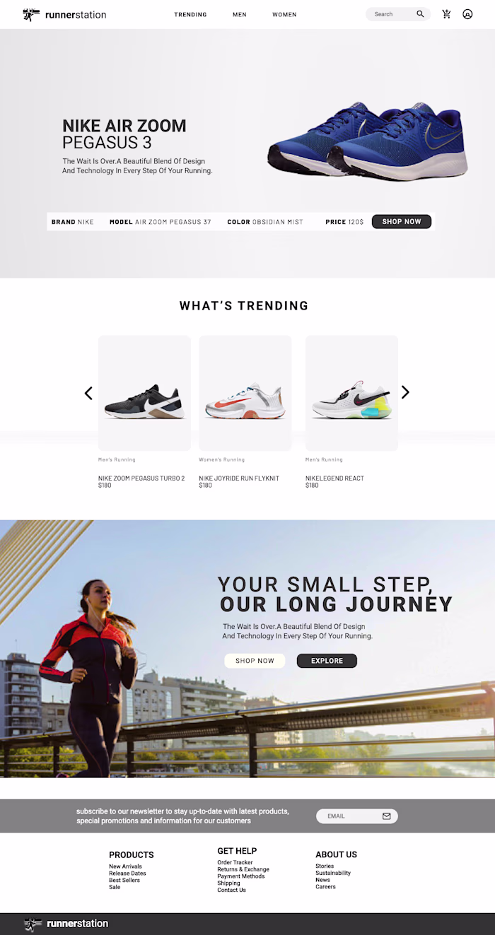 E-commerce single page web design