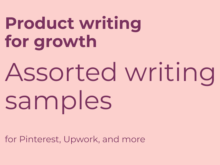 Multi-million dollar growth wins and other writing samples