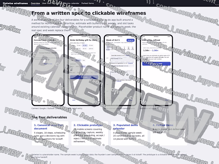 ADHD scheduler: user flow to clickable wireframes