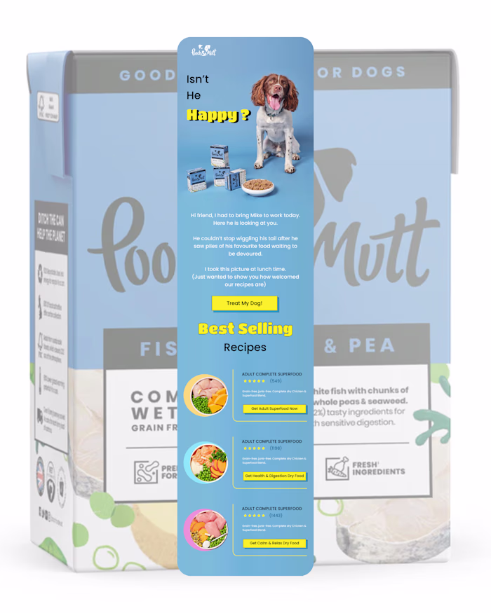 Campaign Email Design for a Dog Food Brand