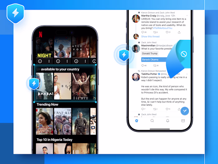 Free VPN: Promotional Illustration & App UI Design
