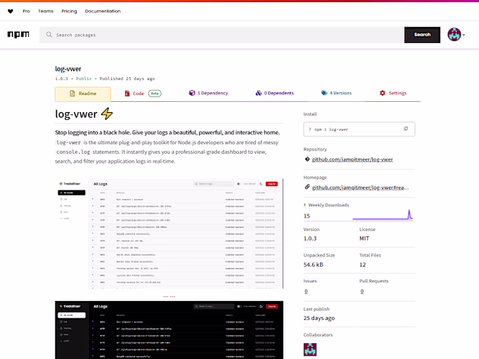 Development of log-vwer Toolkit for Node.js