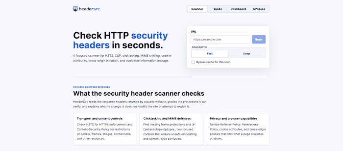 HeaderSec Security Header Scanner and Chrome Extension