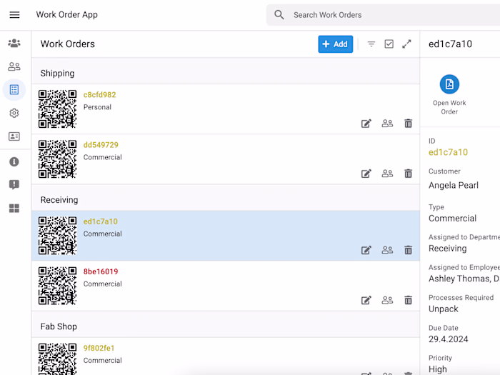 Work Order app with QR API integration