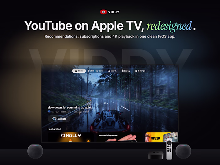 Viddy – YouTube for Apple TV, Redesigned
