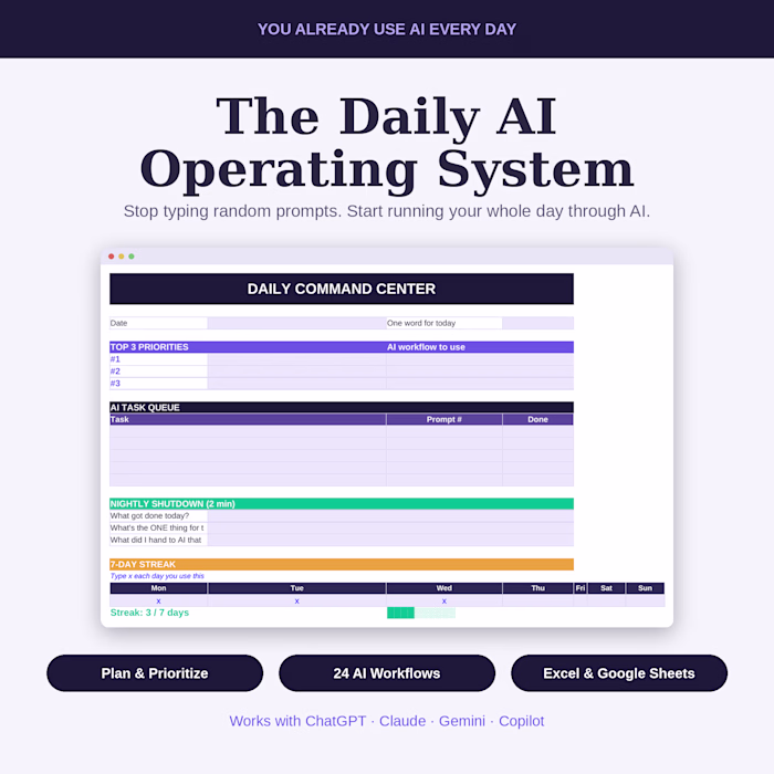 Daily AI Operating System
A spreadsheet