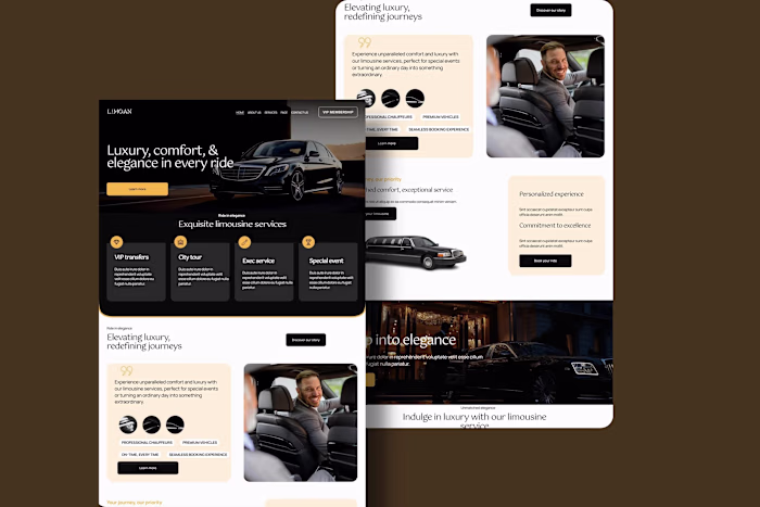 Luxury Limousine Website Design in Squarespace
