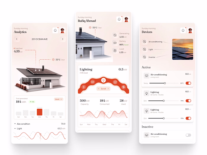 Solar-Powered Smart Home App UI/UX