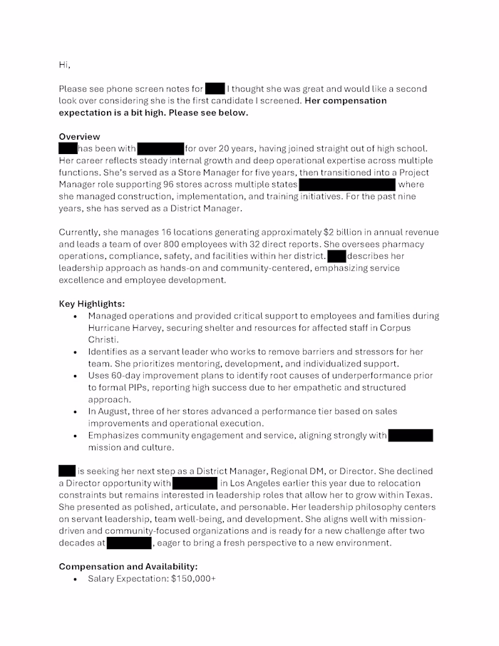 Detailed Candidate Interview Feedback &