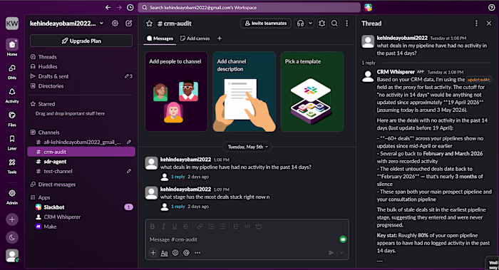 Built a Slack-connected AI agent