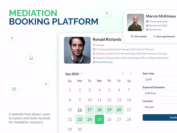 Comprehensive Booking and Mediation Platform Development