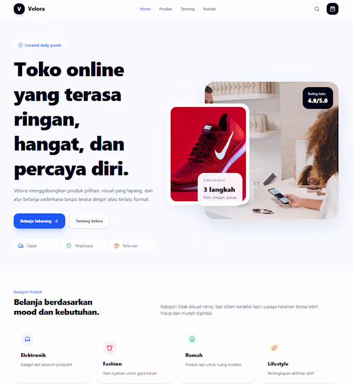 A clean e-commerce storefront designed