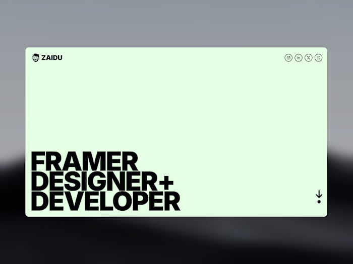 Hero design for portfolio website.