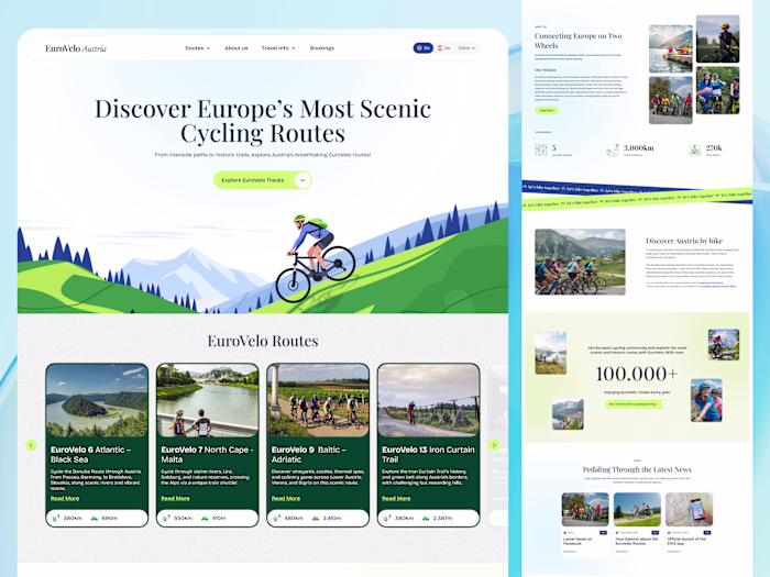 EuroVelo Austria – Cycling Travel Landing Page Design