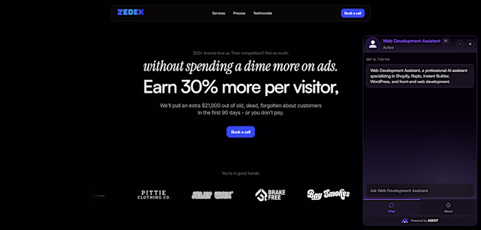 AI-Powered Website Agent for Zedex Infotech