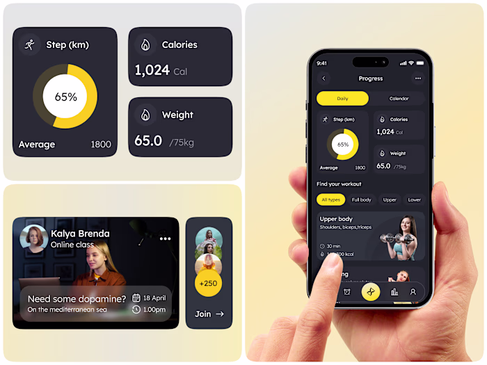 Here is my Health & Workout App – Minimal Dark UI Redesign F...