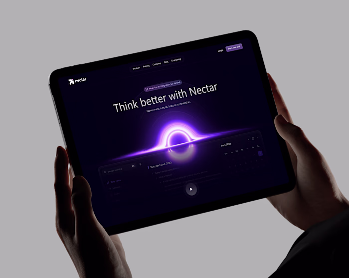 Nectar Landing Page Design SaaS dashboard UI/UX Design