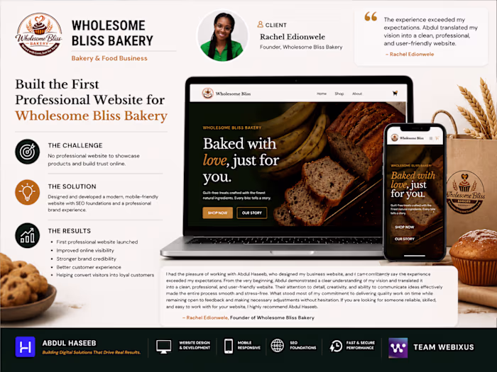Built the First Website for Wholesome Bliss Bakery