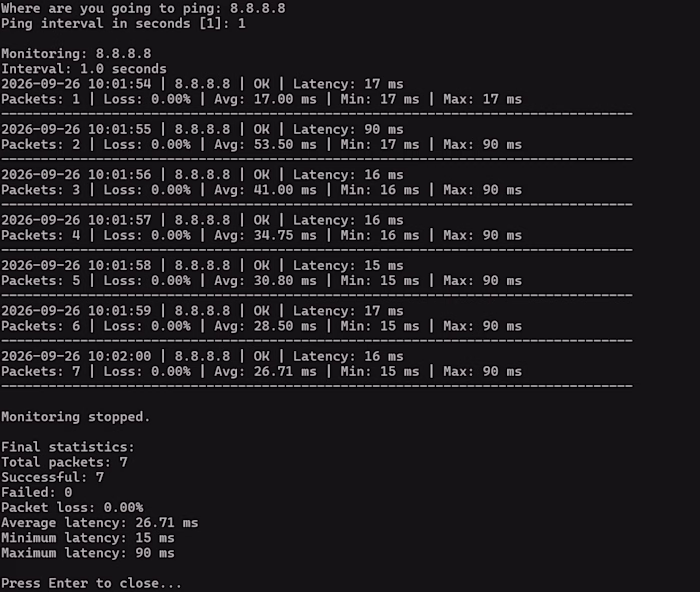 Just improved my Python Ping