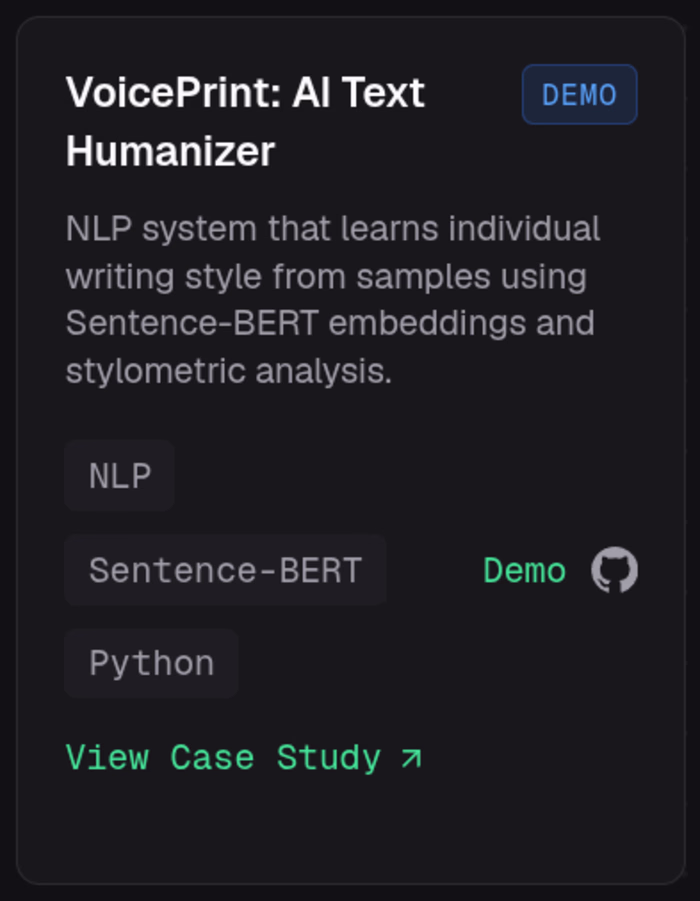VoicePrint: AI Text Humanizer
NLP system