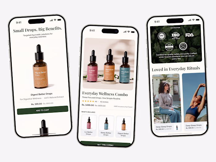 Designed a mobile-first UI for Herbal Pouch with thoughtful ...