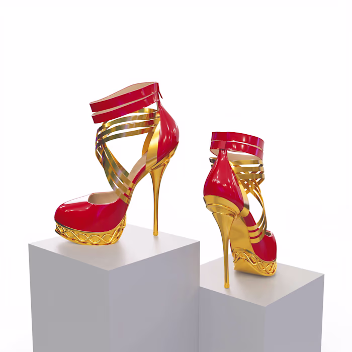 Red Luxe: High Heels Adorned in Gold :: Behance