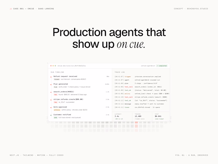 Oncue SaaS Landing Page Design and Development