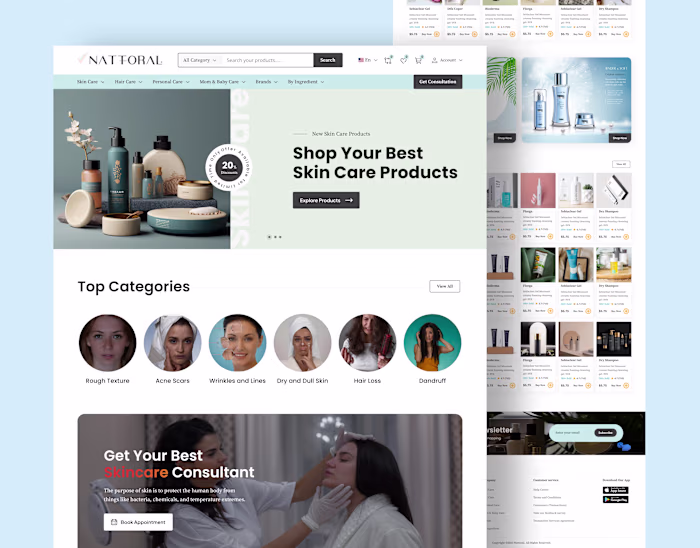 Ecommerce Website Landing Page UI Design, UIUX Design