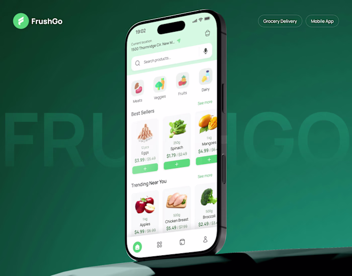 FrushGo | Grocery Delivery App | UI/UX Case Study