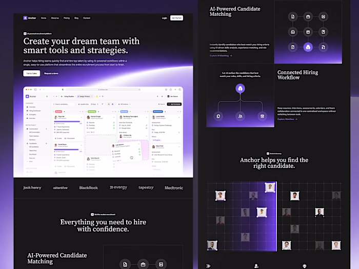 Anchor Recruitment Platform Landing Page Design