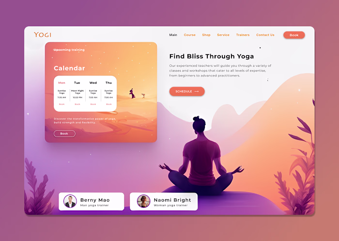 Yoga website design UX/UI | YOGI