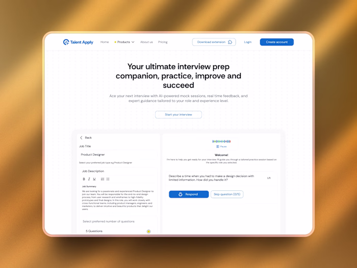 TalentApply AI Agent Interaction With Voice on Web Page