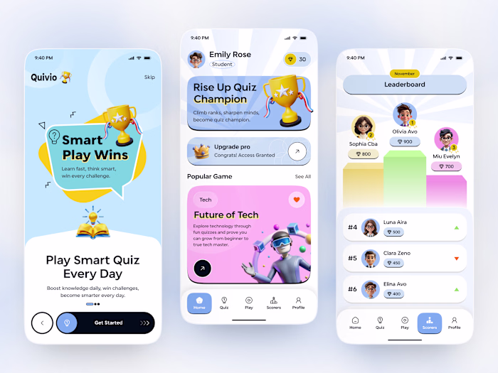 Gamified Quiz App UI —