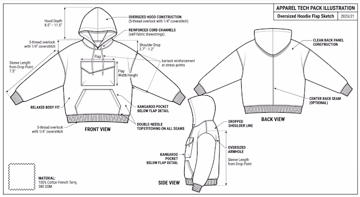 Oversized Hoodie with Flap Pocket