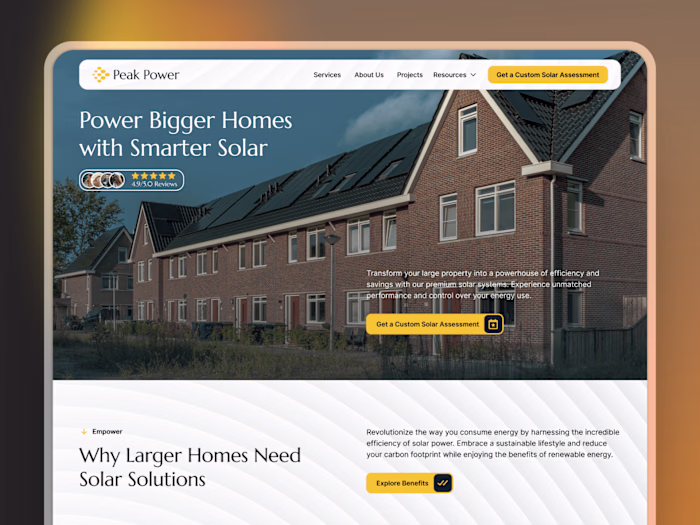 Peak Power 🏘️ | Large Homes Solar Website Design
