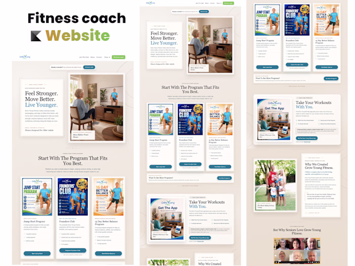 Kajabi Online Fitness Website Design for Grow Young Fitness