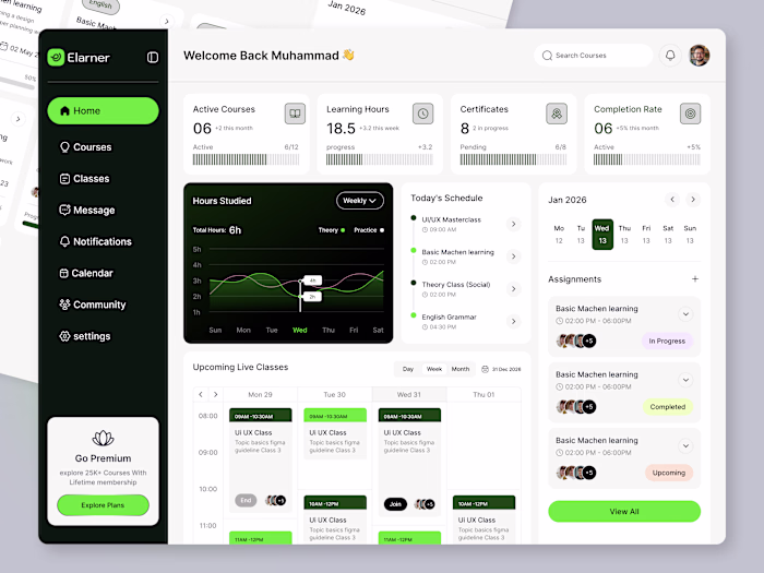 E-Learning Platform Dashboard Design