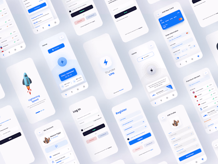 ✹ Thunder ✦ A VPN Mobile App ✦ UX/UI Design ✦ Figma