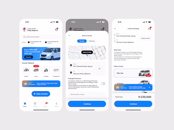 Logistics Hailing Service Mobile Homescreens