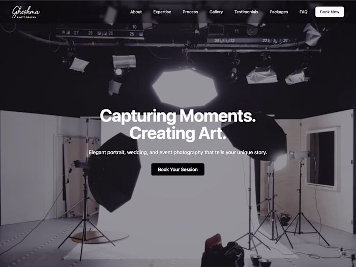 Website for a professional photographer
