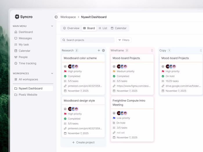 Syncro Task Management Dashboard Design