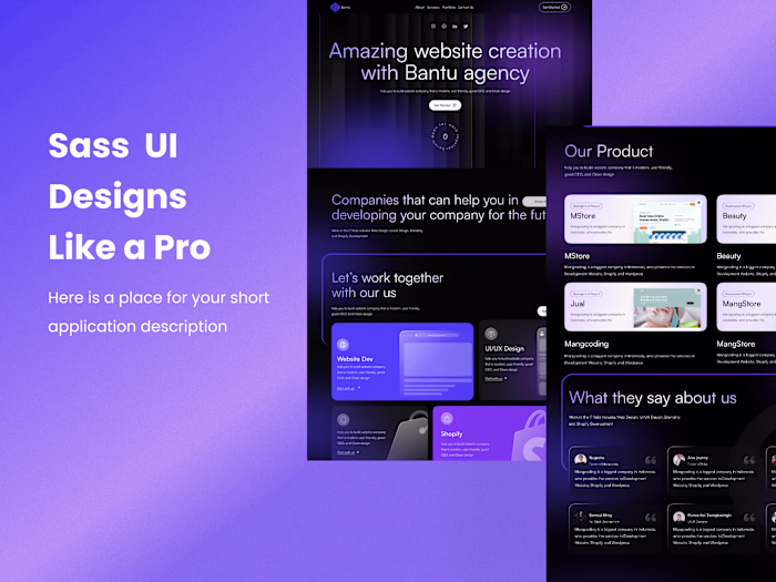 Sass landing websits UI Design
